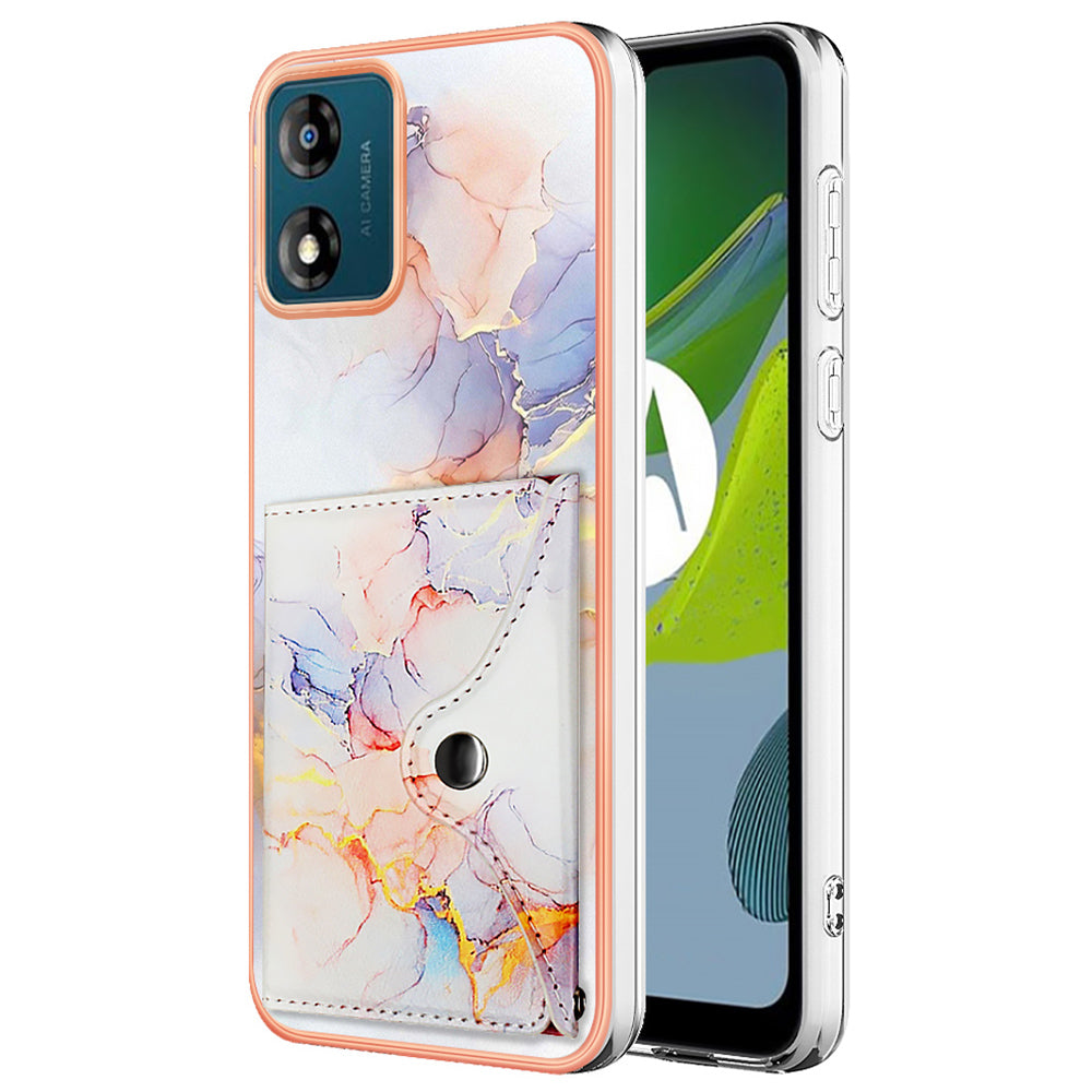 YB Leather Coating Series-9 for Motorola Moto E13 4G Card Case Kickstand IMD Leather+TPU Phone Cover YB Leather Coating Series-9 for Motorola Moto E13 4G Card Case Kickstand IMD Leather+TPU Phone Cover